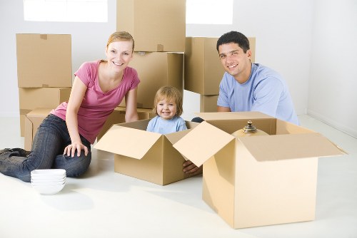 Removal van and packed boxes for a Sutton home move