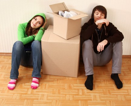 Reusable boxes and furniture prepared for charity donation