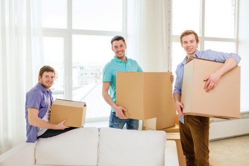 Packed moving boxes ready for a flat removal in Earls Court