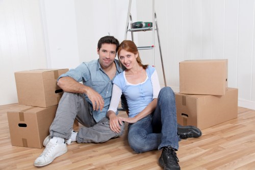 Office removals preparation in Kingsbury with desks and equipment
