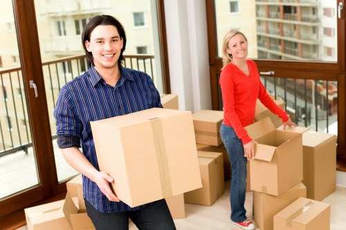 Packed fragile items ready for removals in Kenton